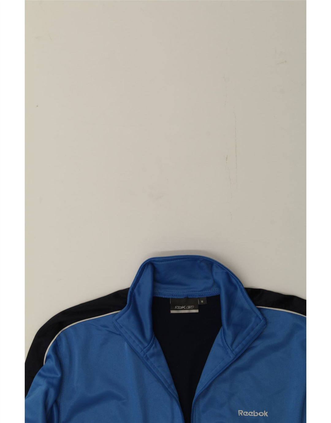 REEBOK Mens Tracksuit Top Jacket Medium Blue Colourblock Polyester Vintage Reebok and Second-Hand Reebok from Messina Hembry 