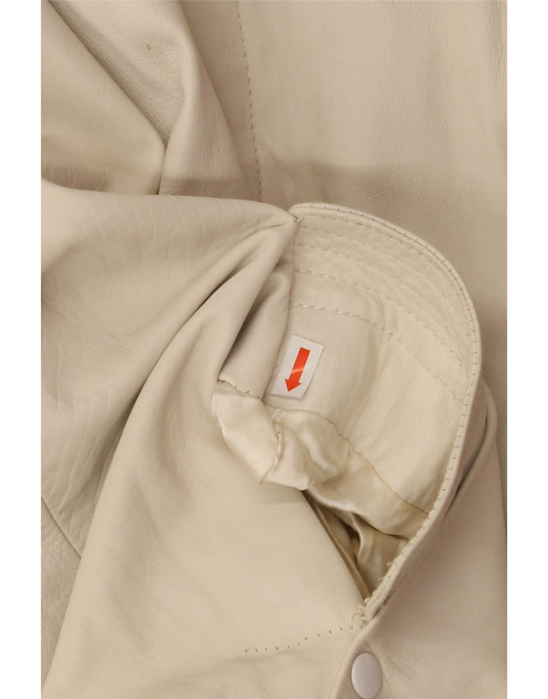VINTAGE Mens 3/4 Sleeve Leather Jacket UK 40 Large White Vintage Vintage and Second-Hand Vintage from Messina Hembry 