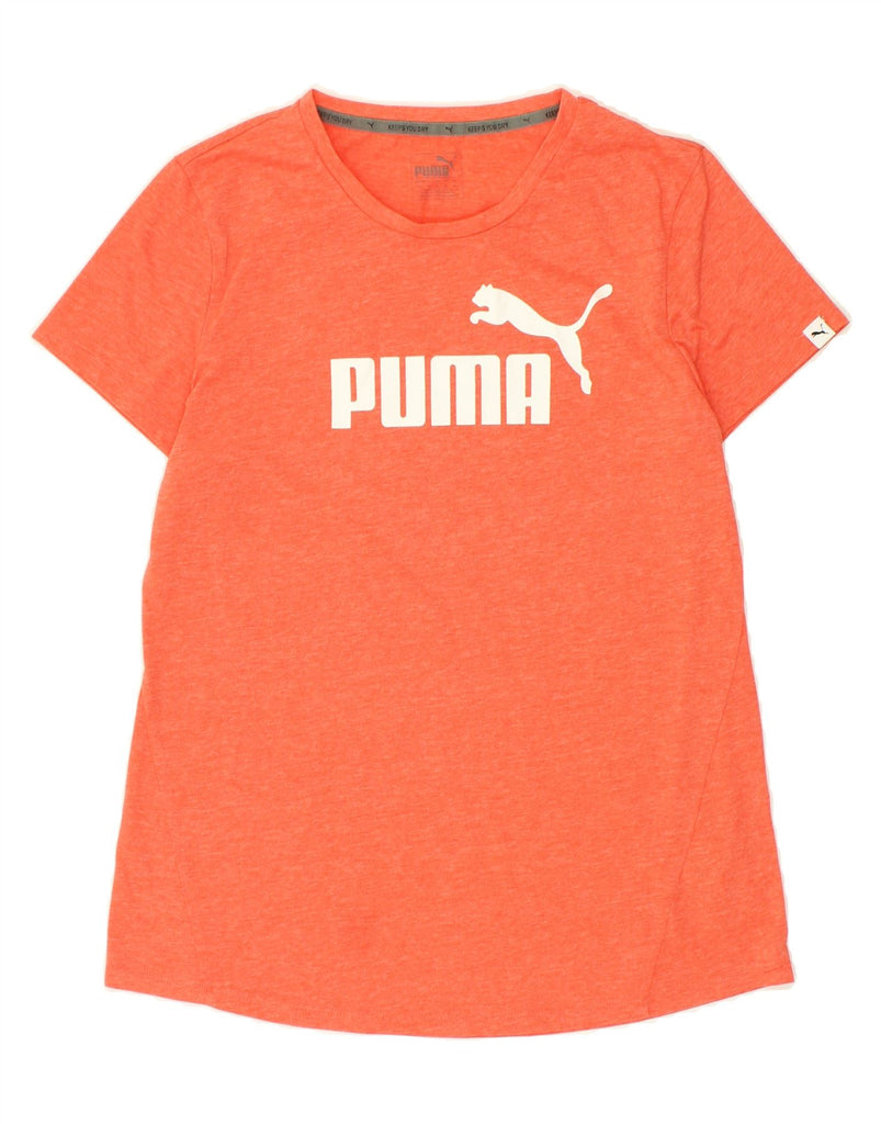 PUMA Womens Graphic T-Shirt Top UK 14 Medium Orange Polyester | Vintage Puma | Thrift | Second-Hand Puma | Used Clothing | Messina Hembry 