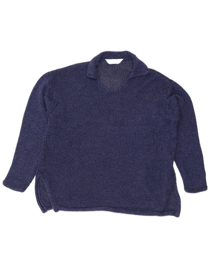 Marks & Spencer Womens Polo Neck Jumper Sweater UK 12 Medium Navy Blue