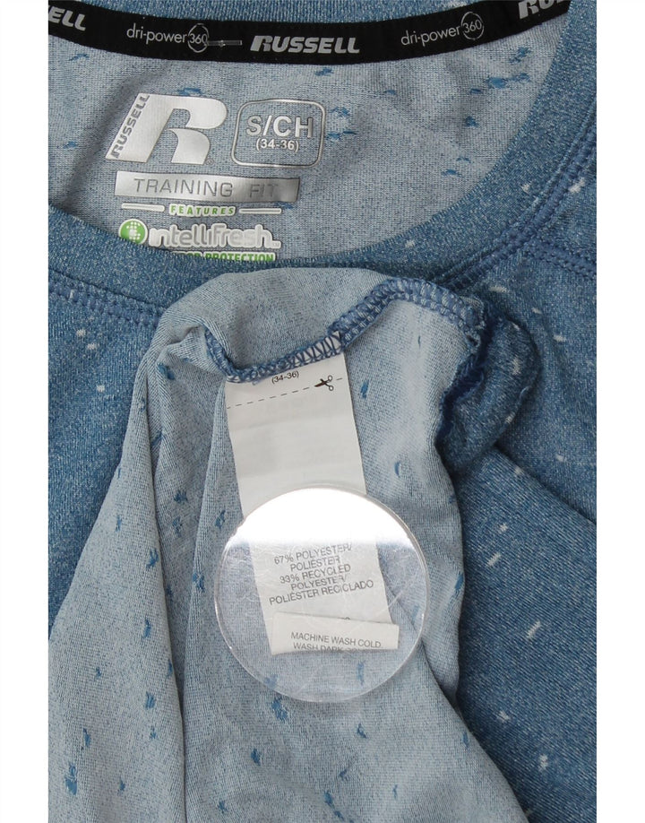 RUSSELL ATHLETIC Mens Dri-Power T-Shirt Top Small Blue Flecked Polyester