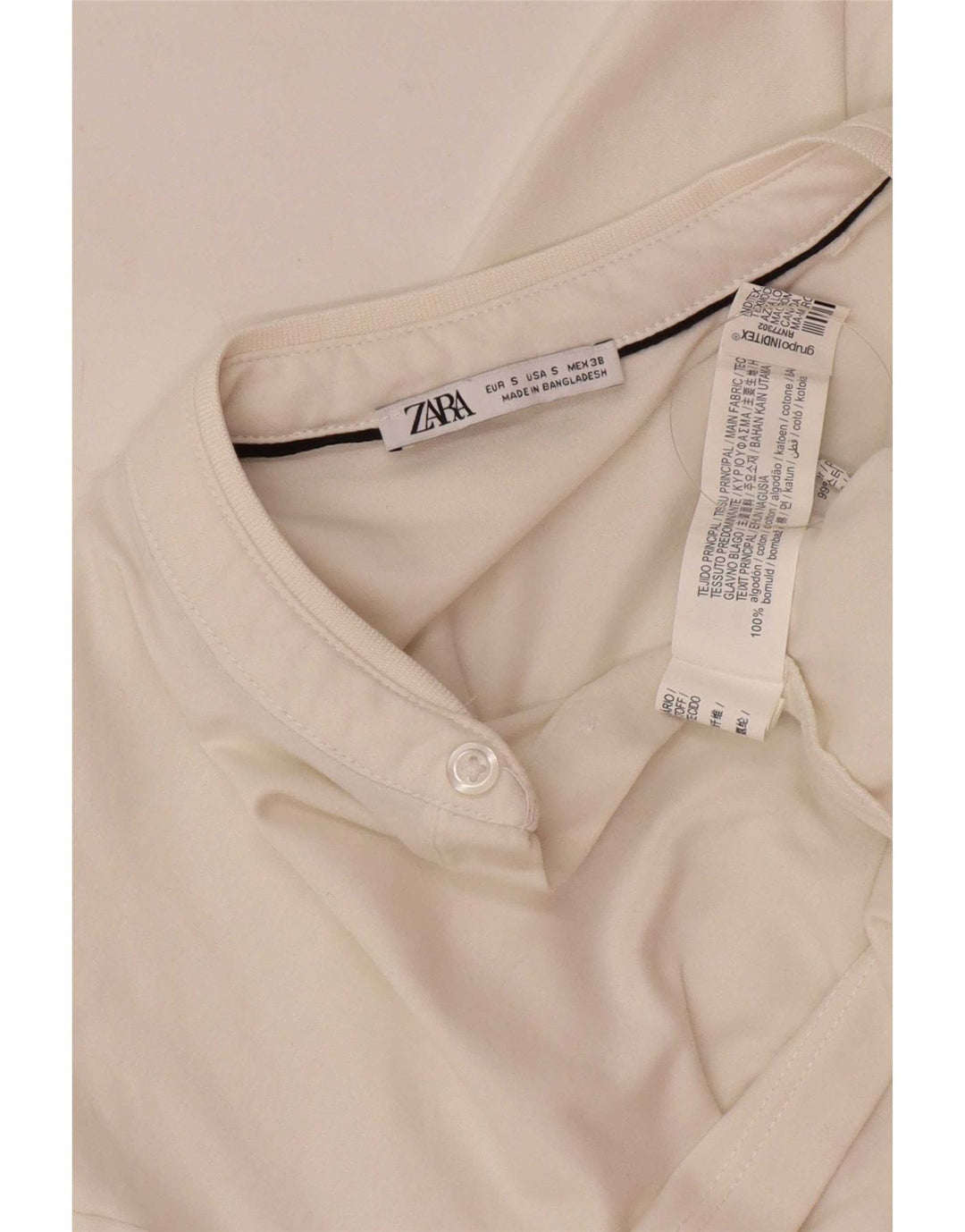 Zara Mens Polo Shirt Small White Cotton
