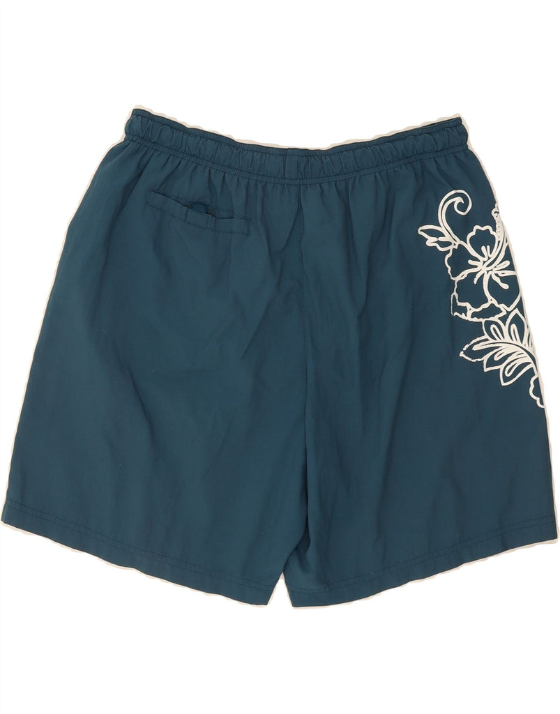 FILA Womens Sport Shorts UK 14 Large  Blue Floral Nylon Vintage Fila and Second-Hand Fila from Messina Hembry 