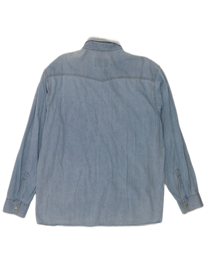 Vintage Mens Denim Shirt Large Blue Cotton