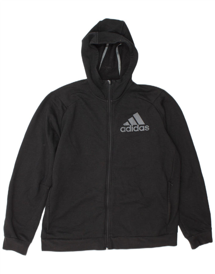 Adidas Mens Graphic Zip Hoodie Sweater XL Grey Polyester