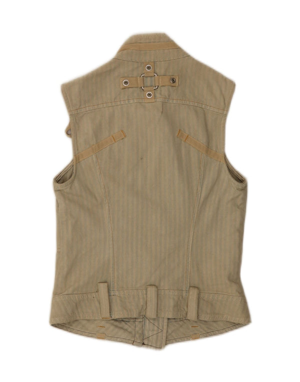 Diesel Womens Gilet UK 6 XS Beige Striped Cotton
