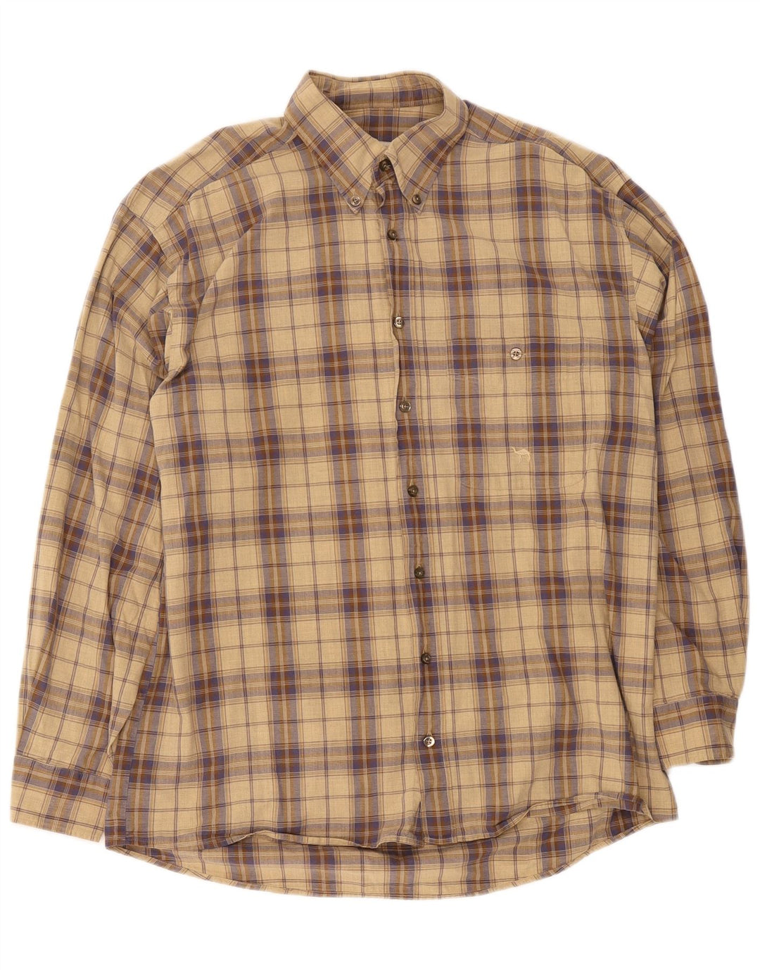 Camel Mens Flannel Shirt Medium Beige Check