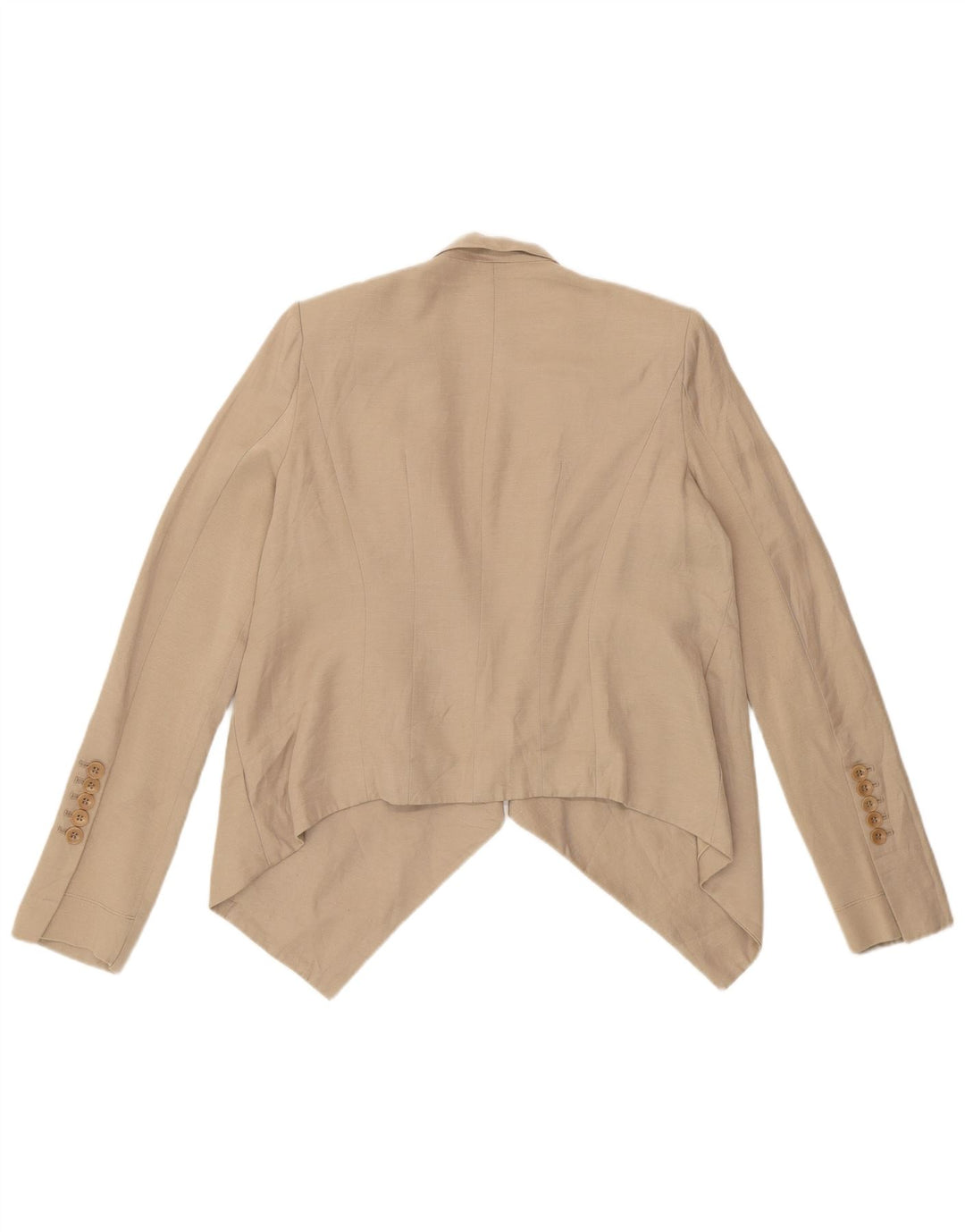 BCBGMAXAZRIA Womens Asymetric Open Blazer Jacket UK 6 XS Beige Rayon