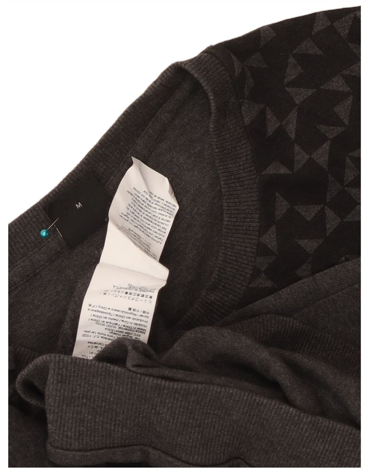 Hugo Boss Womens Sweatshirt Jumper UK 14 Medium Grey Geometric Cotton
