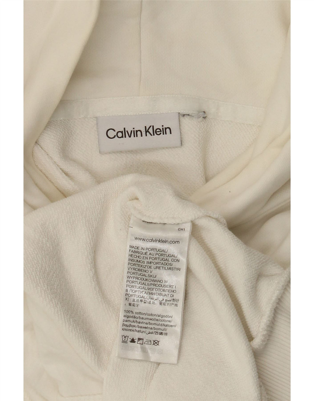 Calvin Klein Mens Graphic Hoodie Jumper 3XL Off White Cotton