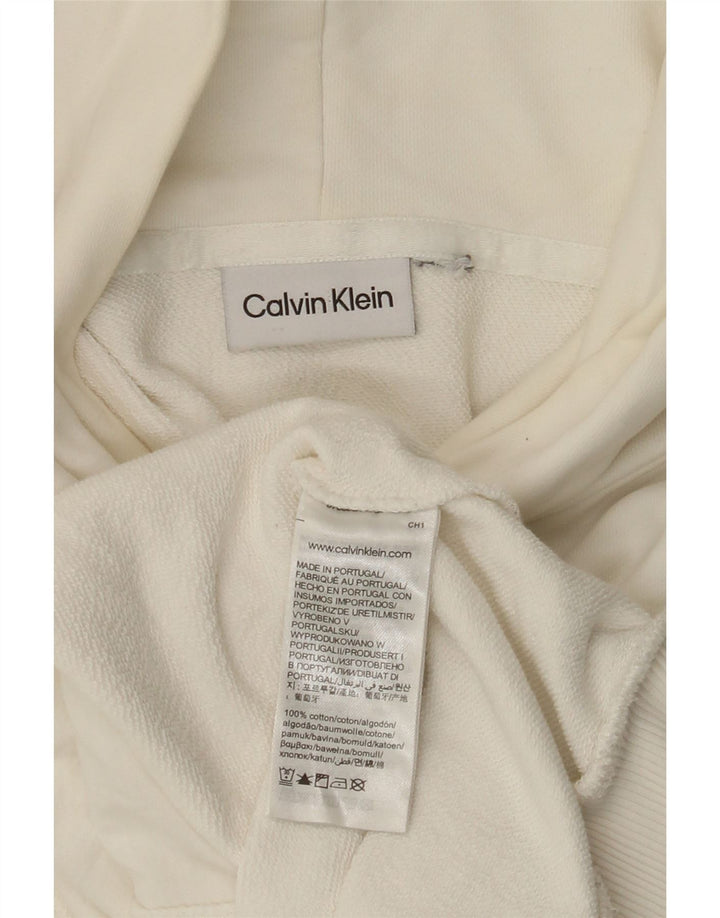 Calvin Klein Mens Graphic Hoodie Jumper 3XL Off White Cotton