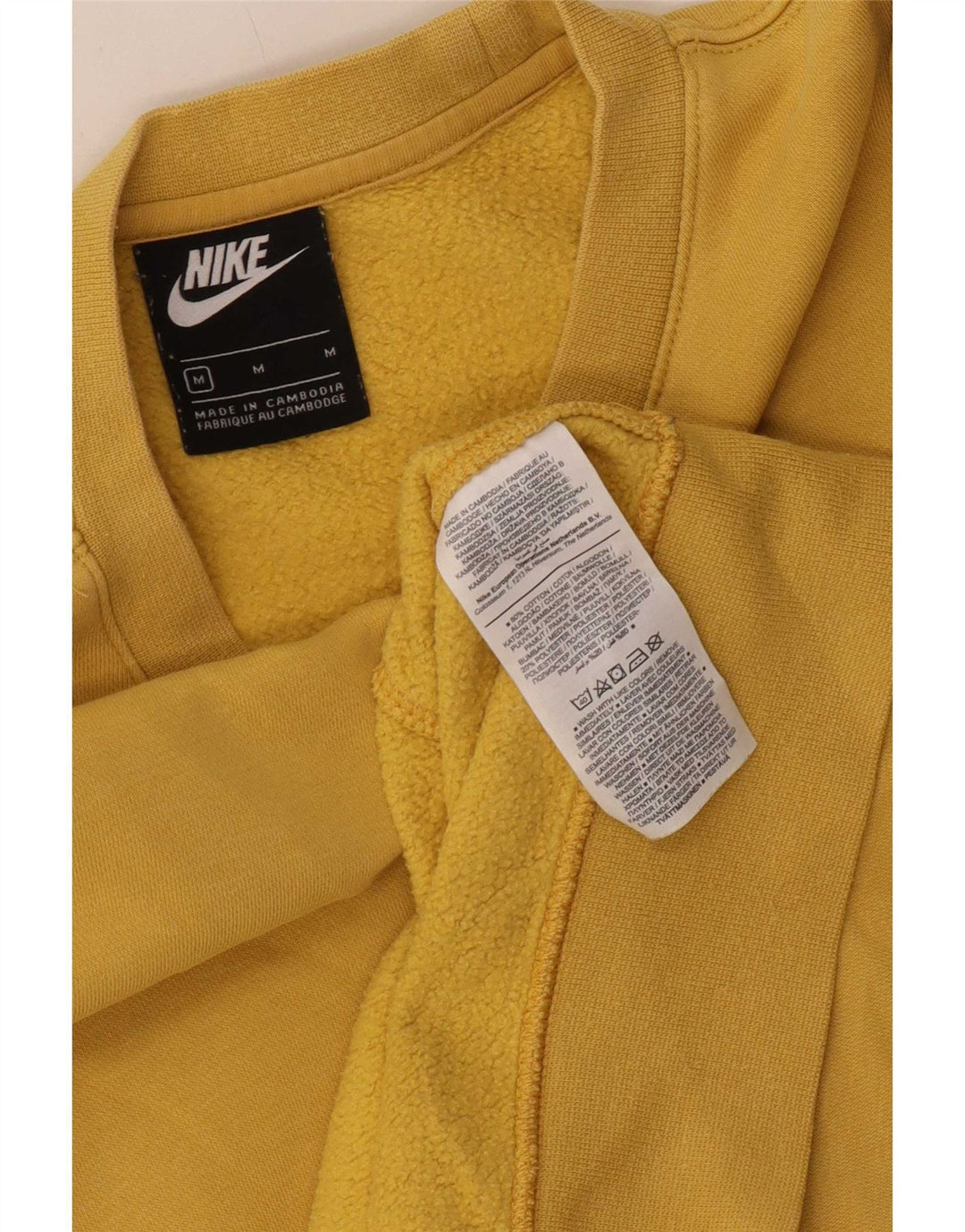 Nike Mens Sweatshirt Jumper Medium Yellow Cotton