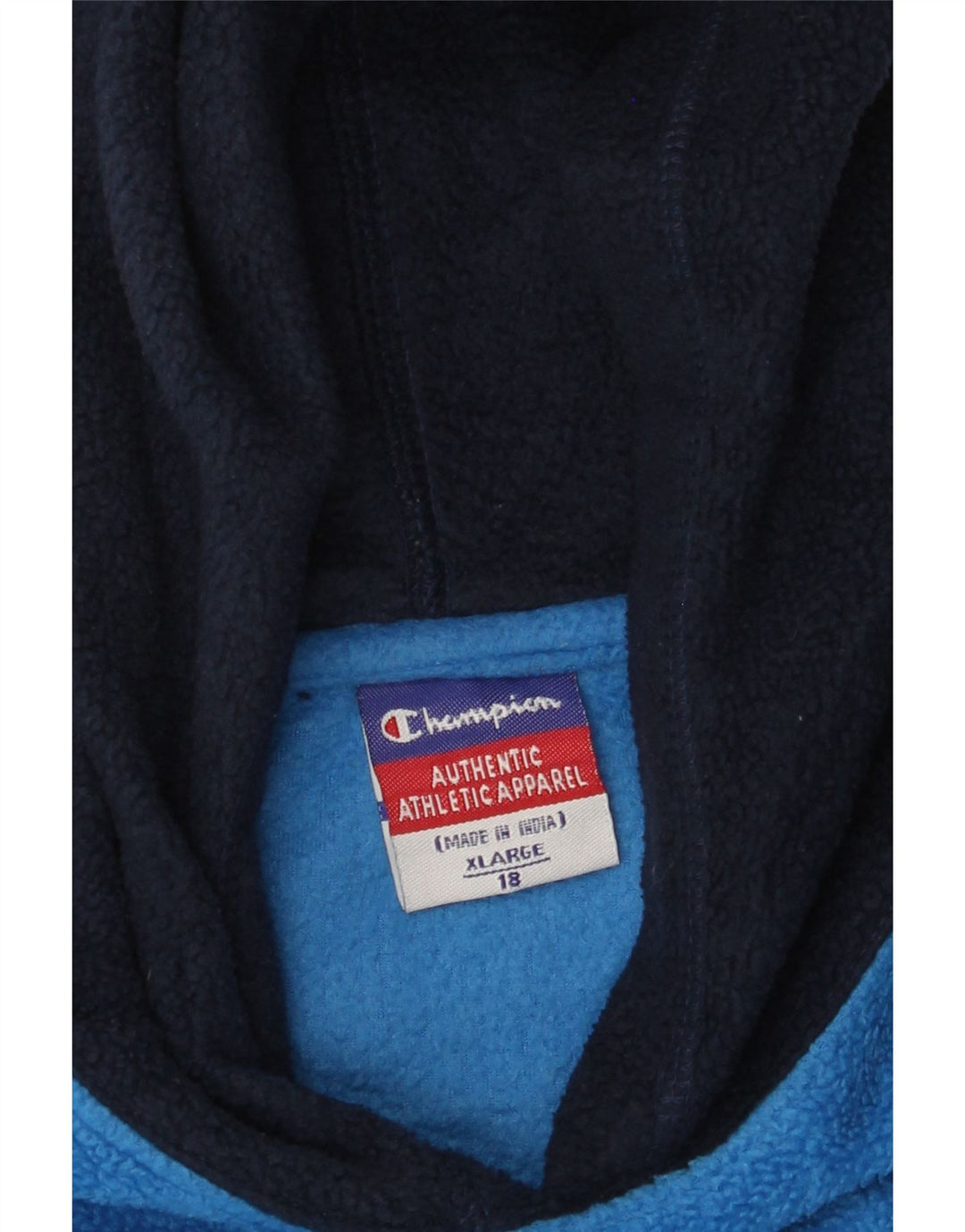 CHAMPION Boys Hooded Fleece Jumper 15-16 Years XL Blue Colourblock