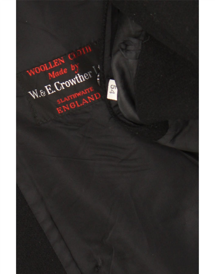 Vintage Mens Double Breasted Coat IT 54 2XL Black Wool