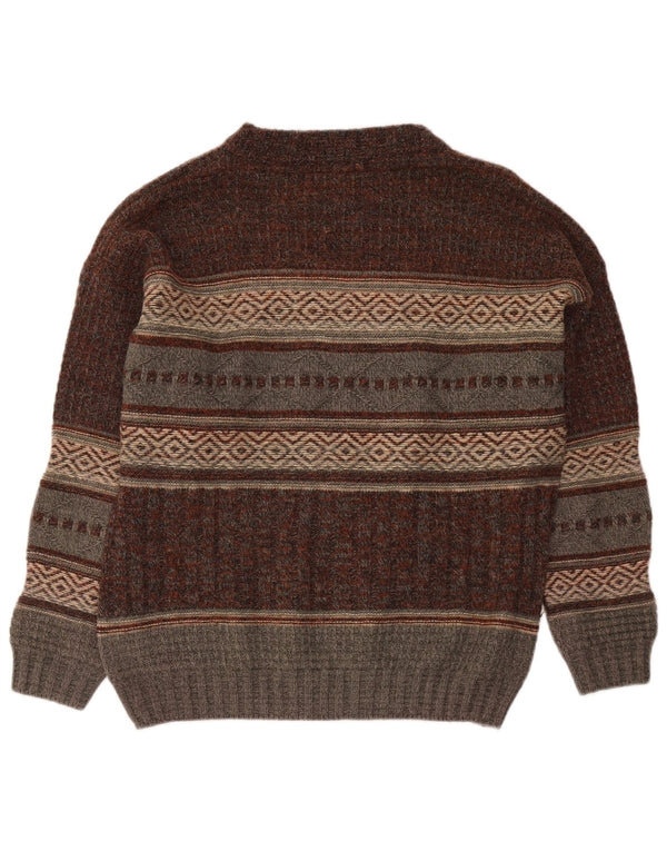 Bresci Mens Boat Neck Jumper Sweater IT 56 XL Brown Geometric