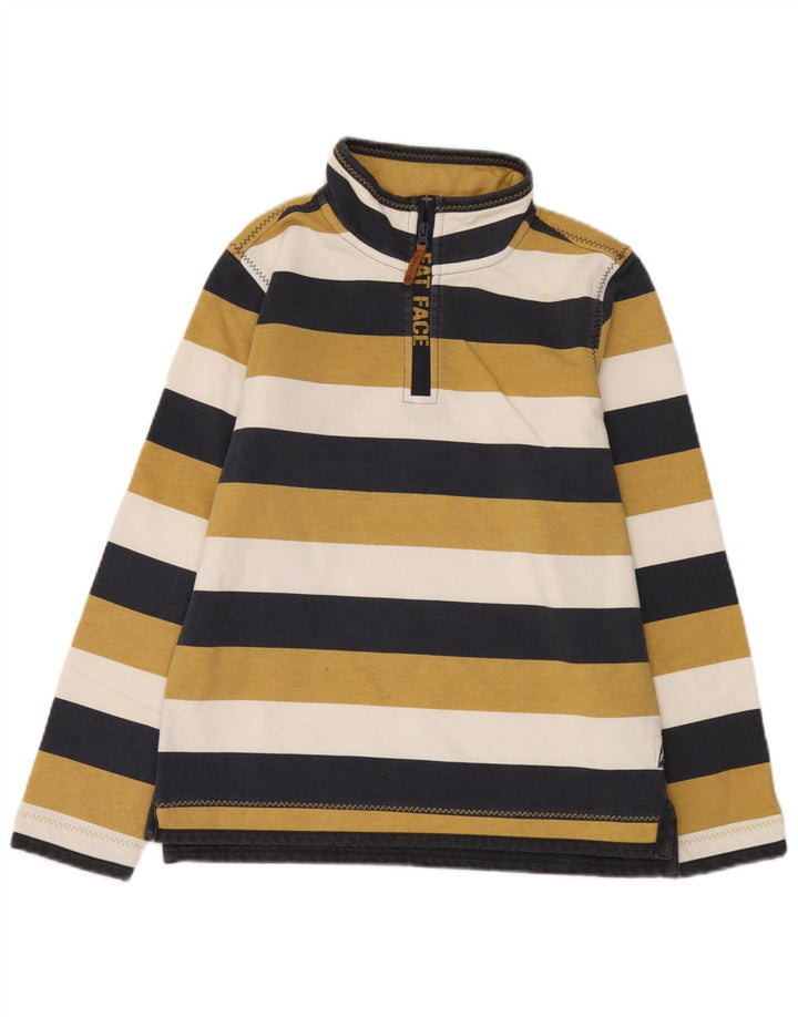 Fat Face Boys Zip Neck Sweatshirt Jumper 12-13 Years Multicoloured Striped