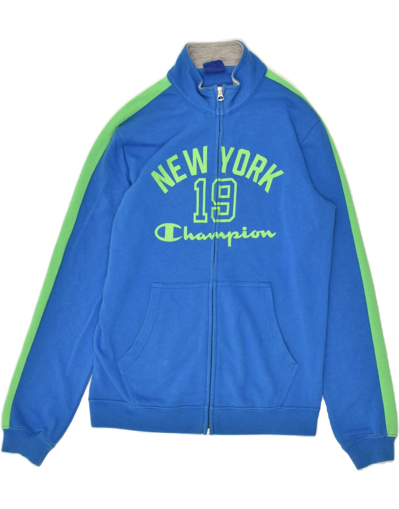 CHAMPION Boys Graphic Tracksuit Top Jacket 13-14 Years Blue Colourblock | Vintage Champion | Thrift | Second-Hand Champion | Used Clothing | Messina Hembry 