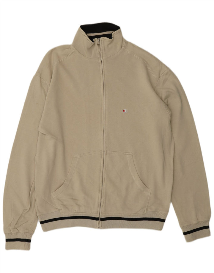 CHAMPION Mens Tracksuit Top Jacket XL Beige Cotton