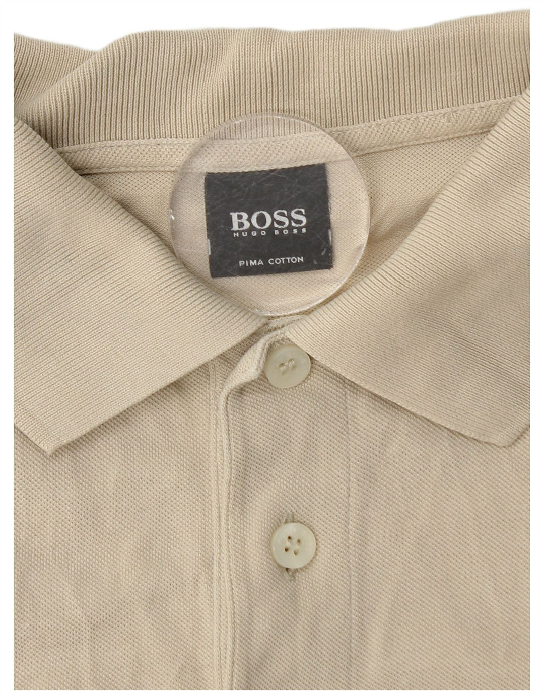 Hugo Boss Mens Polo Shirt Medium Beige Cotton Classic