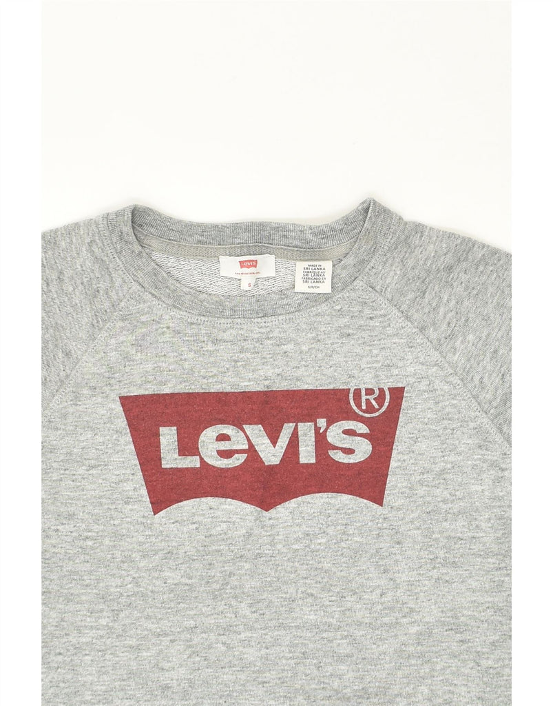 LEVI'S Womens Graphic Sweatshirt Jumper UK 10 Small Grey Flecked Cotton | Vintage Levi's | Thrift | Second-Hand Levi's | Used Clothing | Messina Hembry 