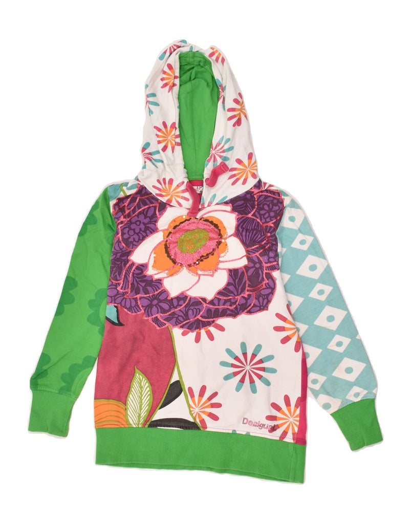 DESIGUAL Girls Graphic Hoodie Jumper 5-6 Years Multicoloured Floral Cotton | Vintage Desigual | Thrift | Second-Hand Desigual | Used Clothing | Messina Hembry 