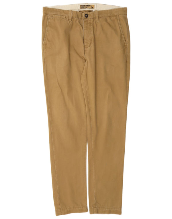 Superdry Mens Slim Chino Trousers Large W36 L31 Beige Cotton