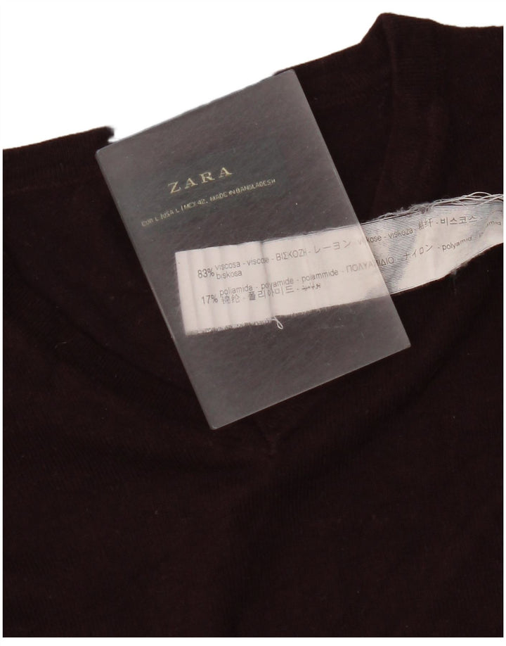 Zara Mens V-Neck Jumper Sweater Large Burgundy Viscose