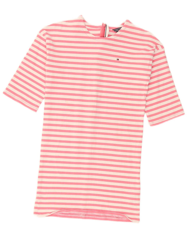 Tommy Hilfiger Girls 3/4 Sleeve T-Shirt Dress 11-12 Years Pink Striped