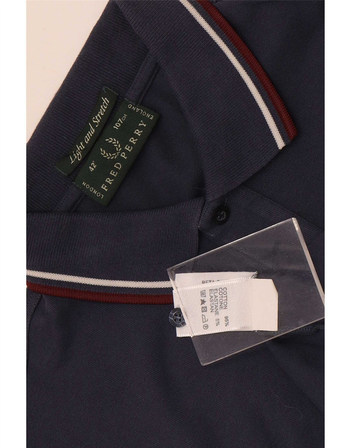 Fred Perry Mens Light and Stretch Polo Shirt Medium Navy Blue Cotton