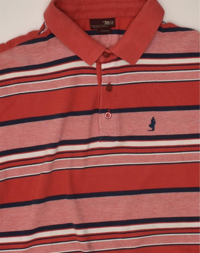 MARLBORO CLASSICS Mens Polo Shirt Medium Red Striped Cotton | Vintage Marlboro Classics | Thrift | Second-Hand Marlboro Classics | Used Clothing | Messina Hembry 