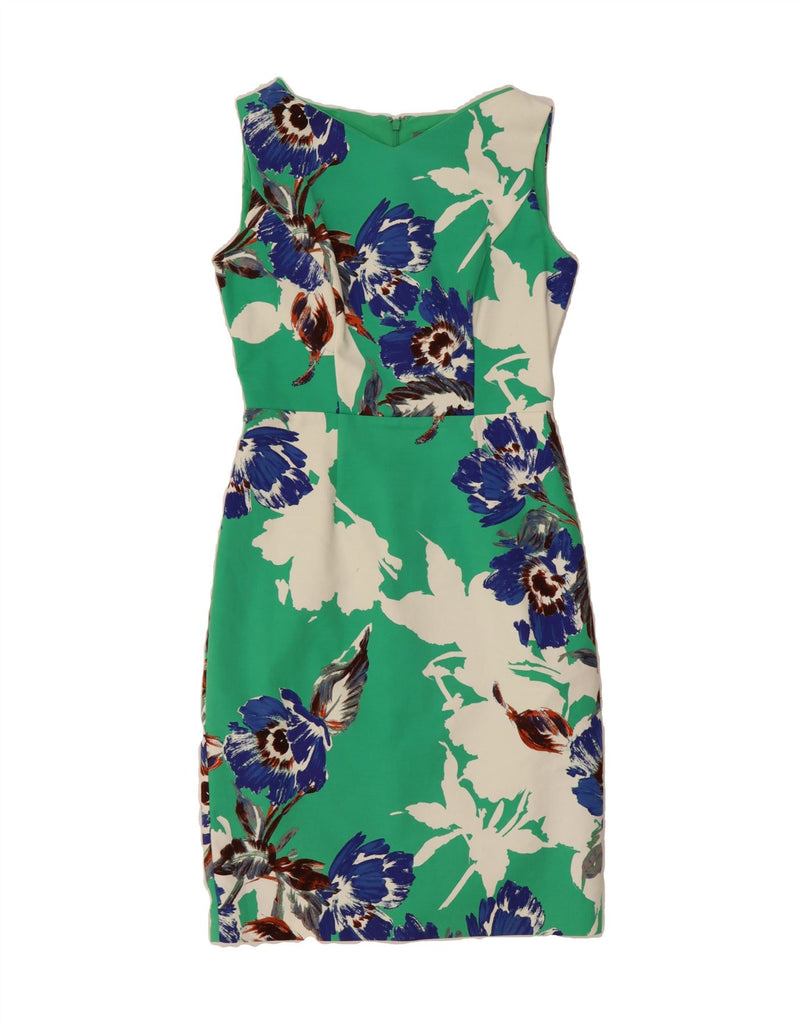 PHASE EIGHT Womens Sleeveless Sheath Dress UK 10 Small Green Floral Cotton Vintage Phase Eight and Second-Hand Phase Eight from Messina Hembry 