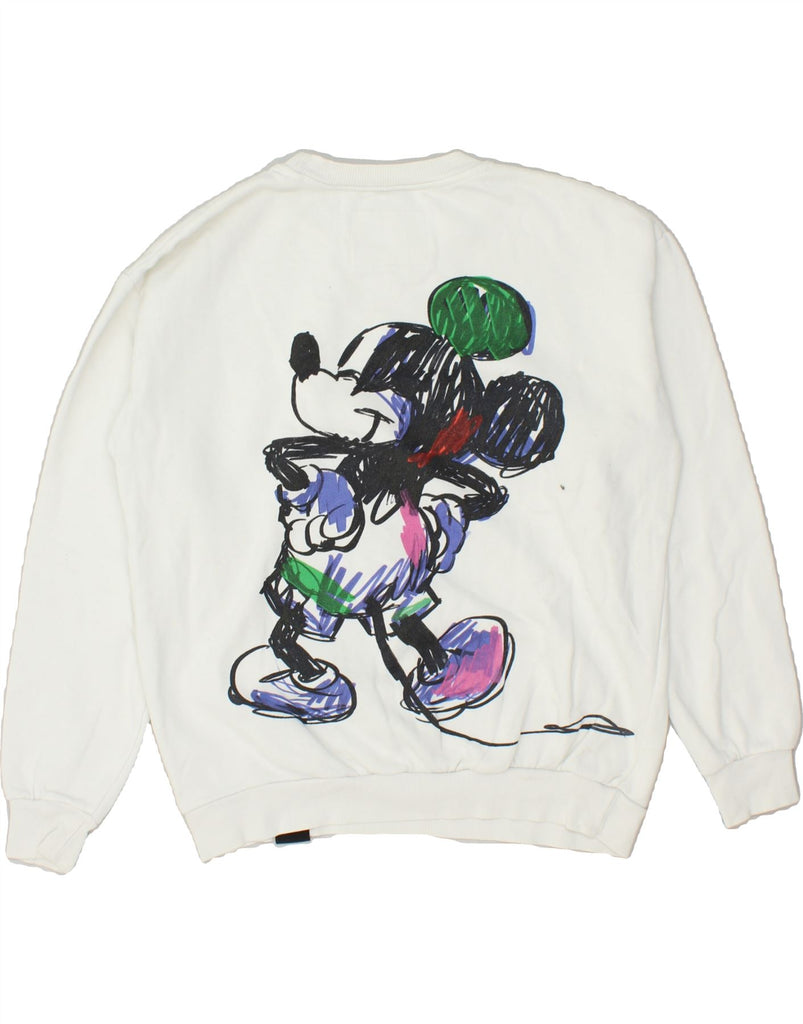 PULL & BEAR Womens Mickey Mouse Sweatshirt Jumper UK 10 Small White Cotton Vintage Pull & Bear and Second-Hand Pull & Bear from Messina Hembry 