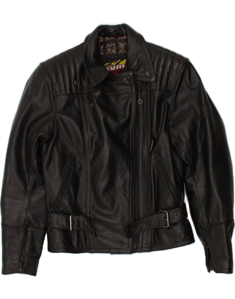 BANDITS BY M.Q.P Womens Chrome Biker Jacket EU 38 Medium Black Leather Vintage Bandits by M.Q.P and Second-Hand Bandits by M.Q.P from Messina Hembry 
