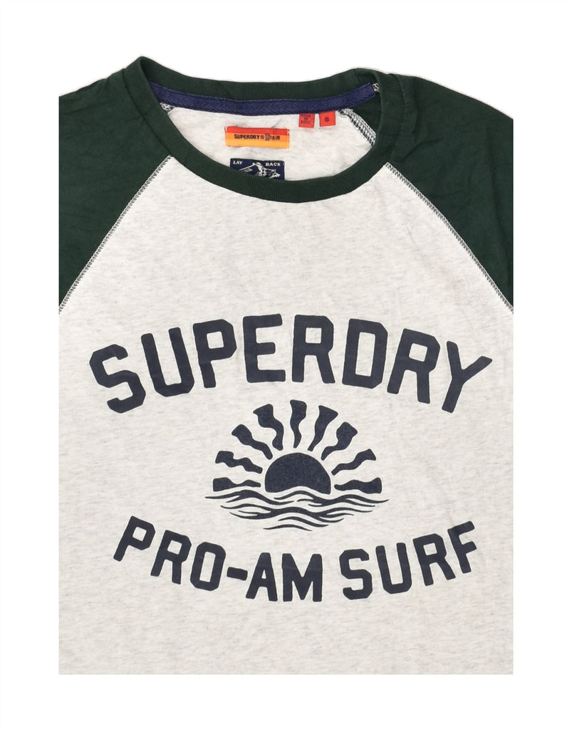 SUPERDRY Mens Graphic T-Shirt Top Small Grey Colourblock Cotton | Vintage Superdry | Thrift | Second-Hand Superdry | Used Clothing | Messina Hembry 