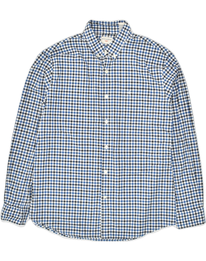 DOCKERS Mens Shirt Large Blue Check Cotton | Vintage Dockers | Thrift | Second-Hand Dockers | Used Clothing | Messina Hembry 