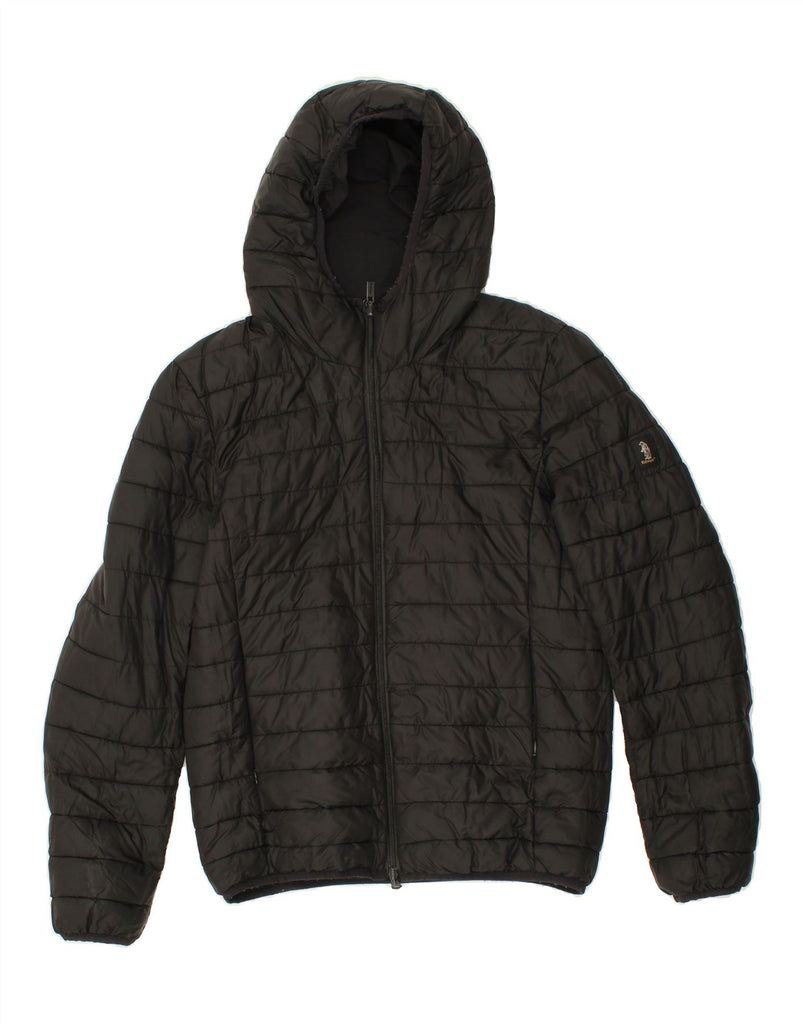 REFRIGUE Womens Hooded Reversible Padded Jacket UK 14 Medium Black Vintage Refrigue and Second-Hand Refrigue from Messina Hembry 
