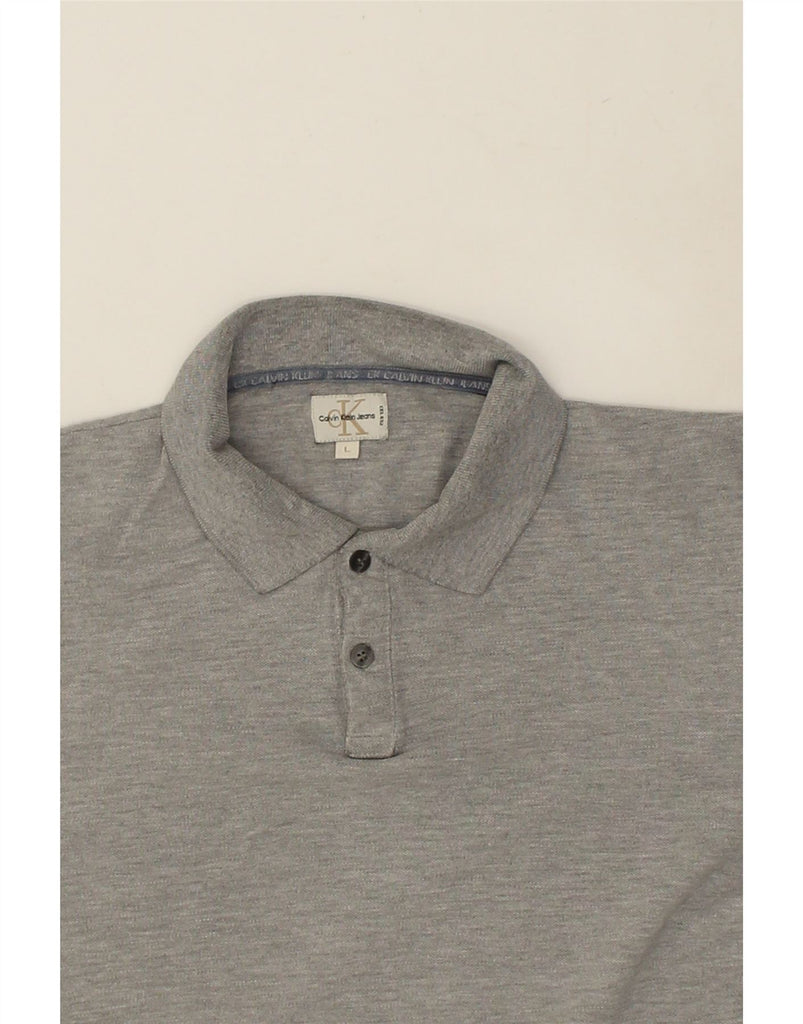 CALVIN KLEIN JEANS Mens Polo Shirt Large Grey | Vintage Calvin Klein Jeans | Thrift | Second-Hand Calvin Klein Jeans | Used Clothing | Messina Hembry 