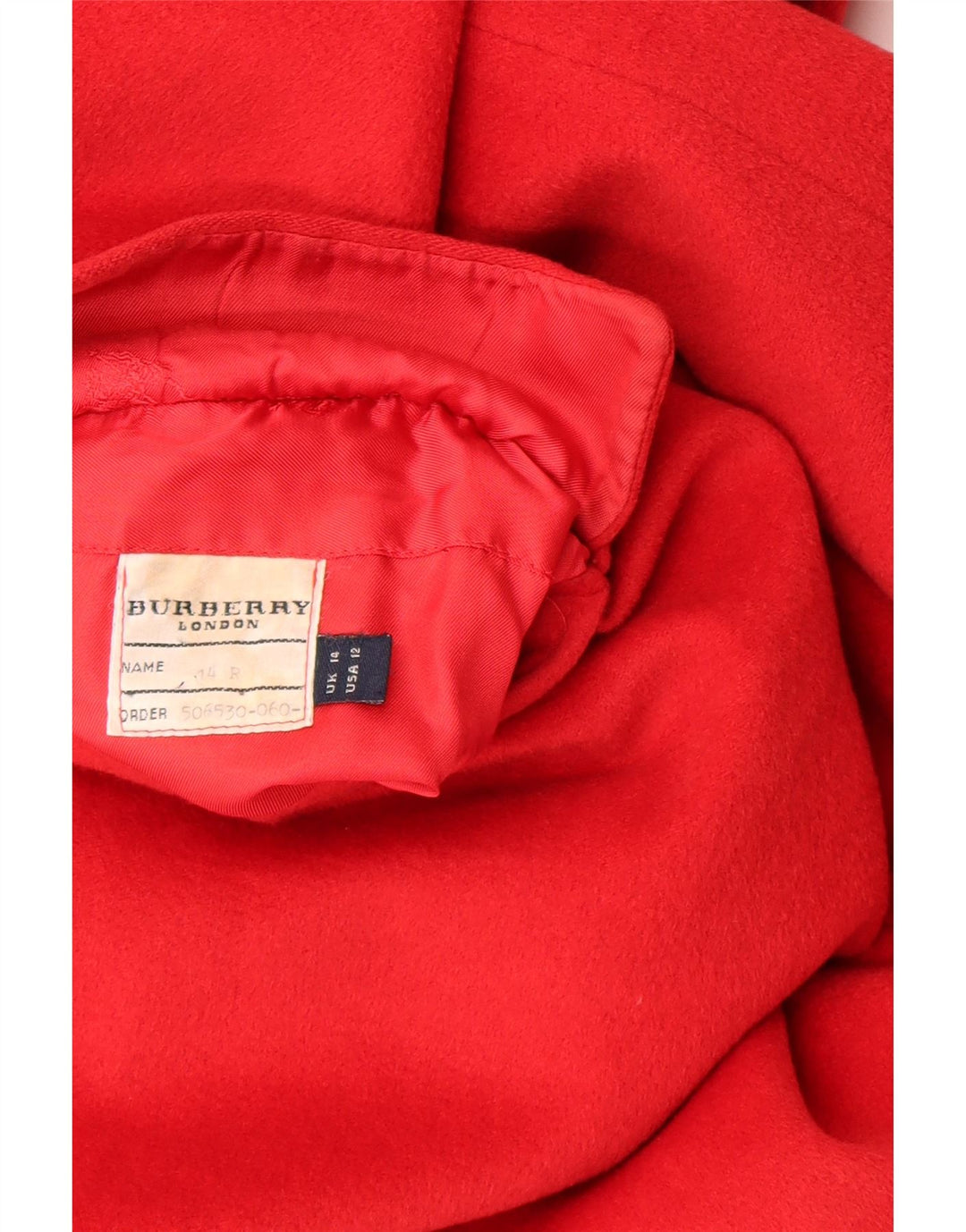 Burberry Womens Overcoat UK 14 Large Red Wool Classic