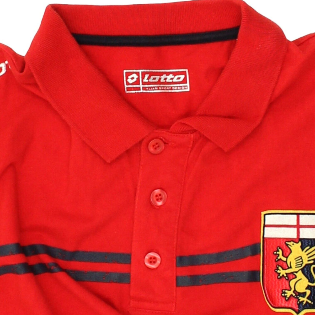 Genoa Mens Red Short Sleeve Lotto Polo Shirt | Italian Football Serie A VTG | Vintage Messina Hembry | Thrift | Second-Hand Messina Hembry | Used Clothing | Messina Hembry 