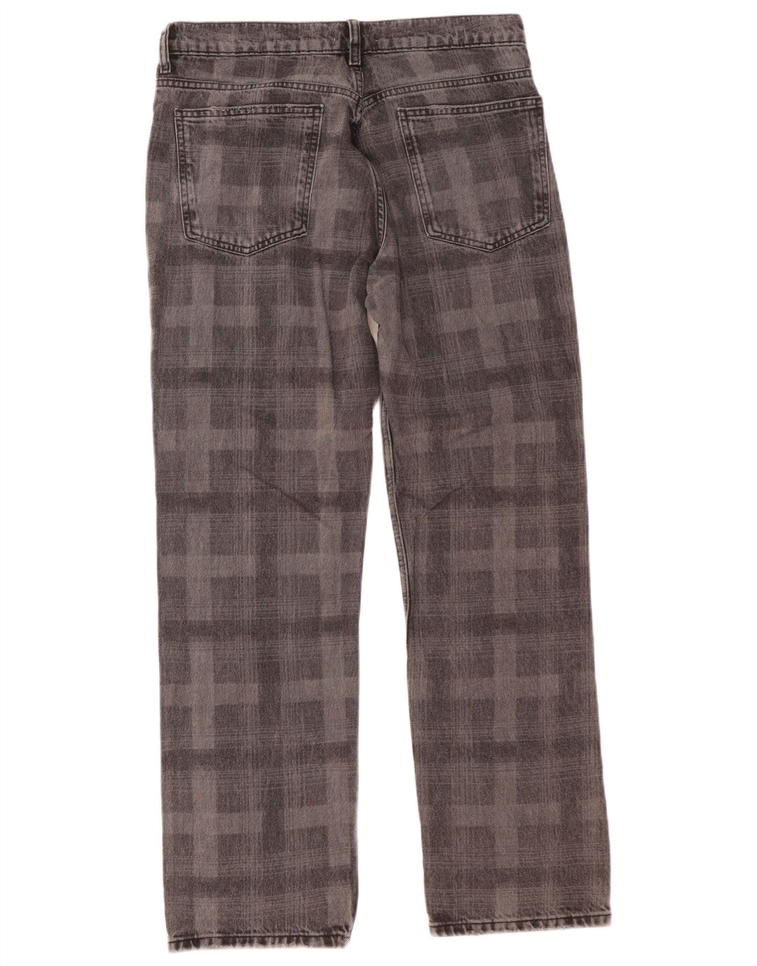 Zara Womens Straight Jeans EU 42 Large W32 L30 Grey Check Cotton