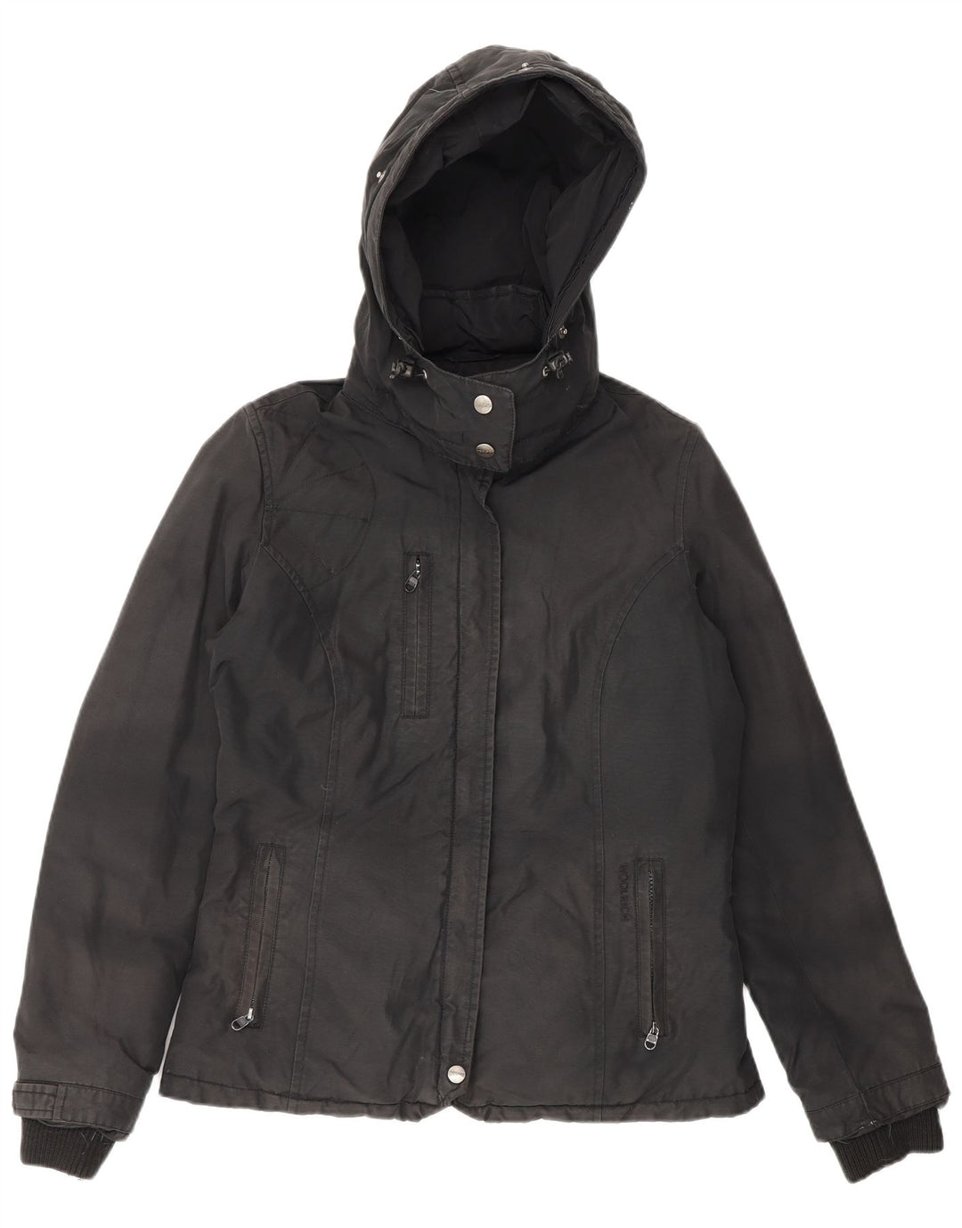 Woolrich Womens Hooded Padded Jacket UK 12 Medium Black