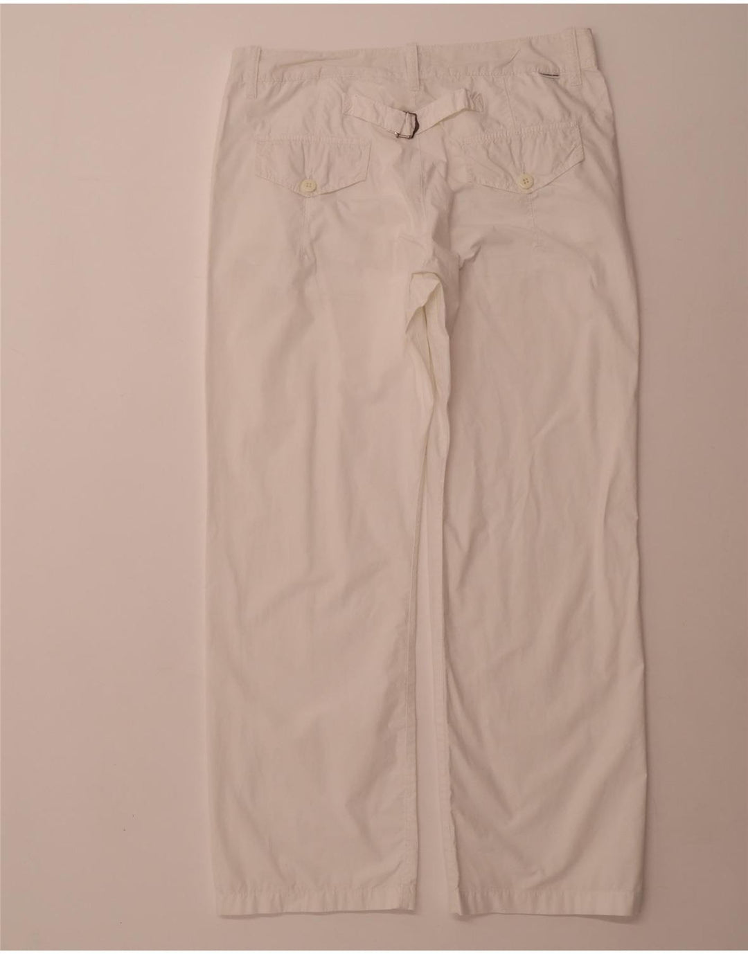 CALVIN KLEIN Womens Straight Casual Trousers W34 L30 White Cotton