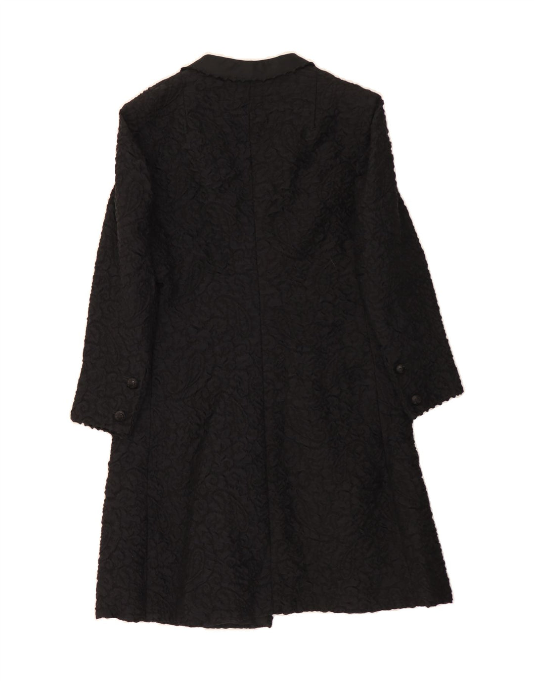 VINTAGE Womens Overcoat UK 14 Medium Black Floral Vintage Vintage and Second-Hand Vintage from Messina Hembry 