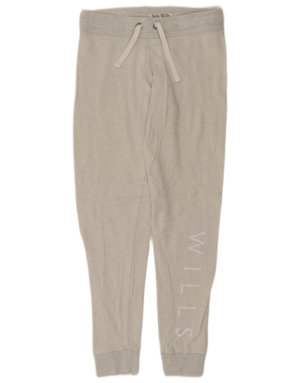 JACK WILLS Womens Graphic Tracksuit Trousers Joggers UK 8 Small  Grey