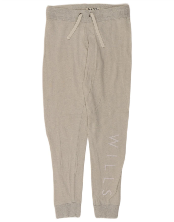 JACK WILLS Womens Graphic Tracksuit Trousers Joggers UK 8 Small  Grey