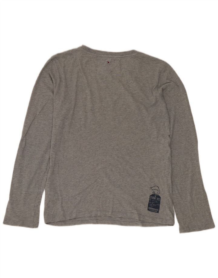 Tommy Hilfiger Boys Graphic Top Long Sleeve 11-12 Years Grey Cotton