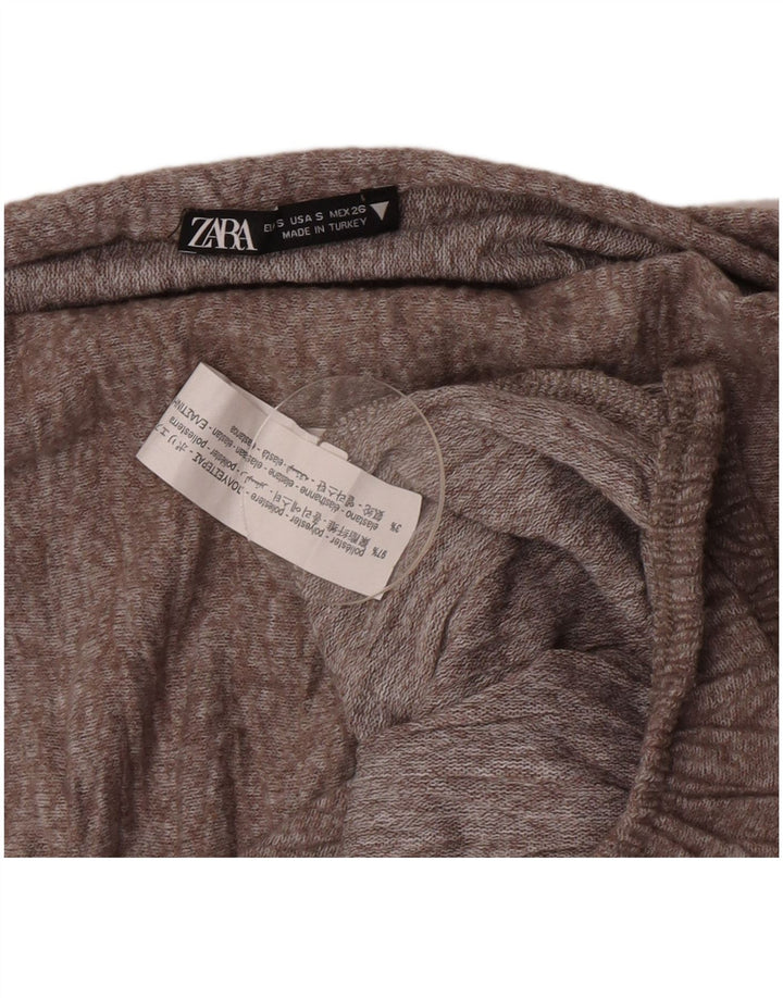 Zara Womens Crop Boat Neck Jumper Sweater UK 10 Small Grey Polyester