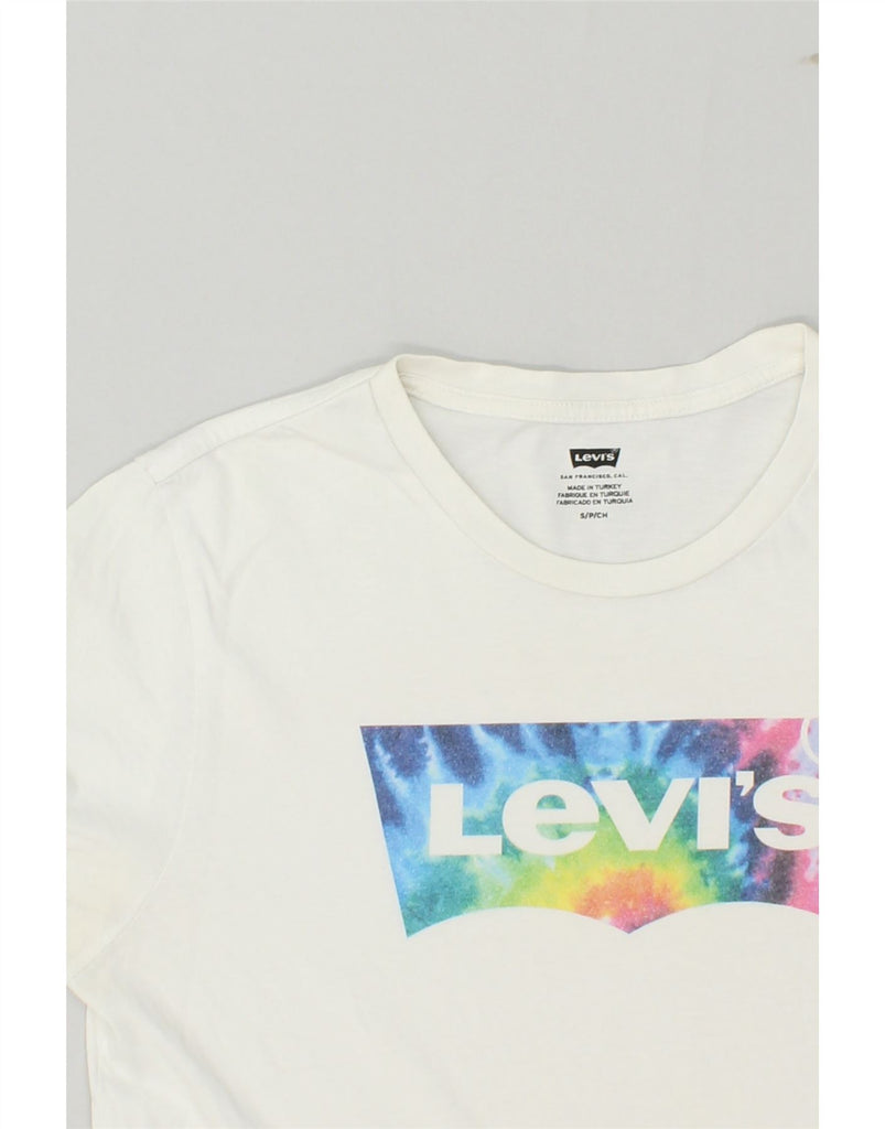 LEVI'S Womens Graphic T-Shirt Top UK 10 Small White Cotton | Vintage Levi's | Thrift | Second-Hand Levi's | Used Clothing | Messina Hembry 