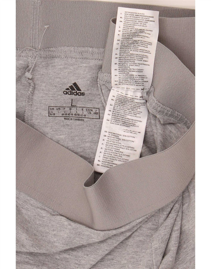 Adidas Womens Leggings UK 16/18 Large Grey Cotton