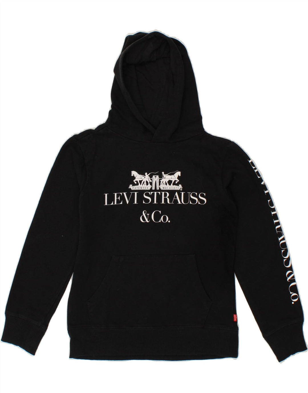 LEVI'S Boys Graphic Hoodie Jumper 13-14 Years Black Cotton Vintage Levi's and Second-Hand Levi's from Messina Hembry 
